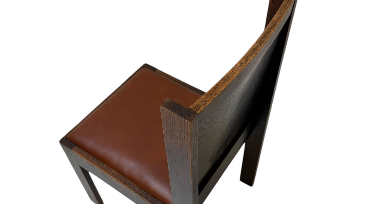 Art Deco Modernist Side Chair with Leather Seat, 1930s